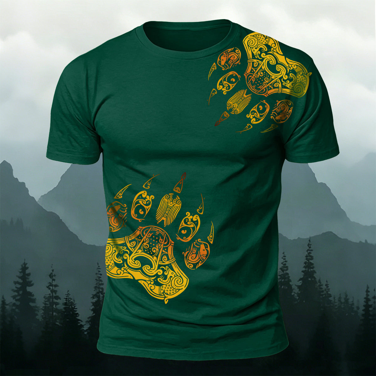 Viking Totem Claw Print Fashion Casual T-Shirt