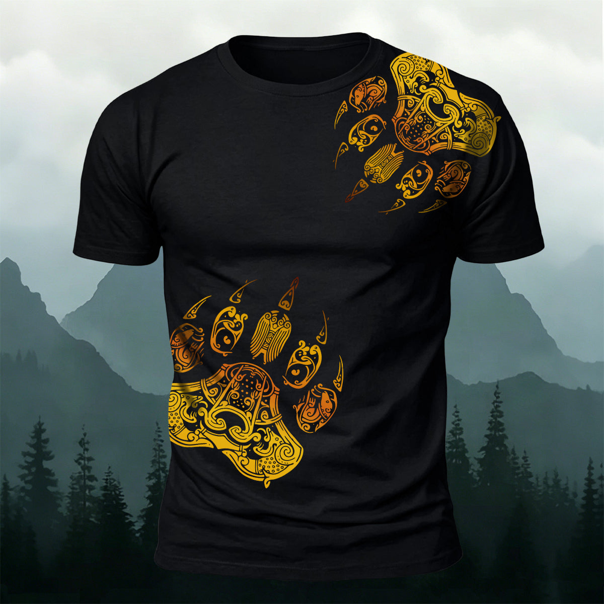Viking Totem Claw Print Fashion Casual T-Shirt