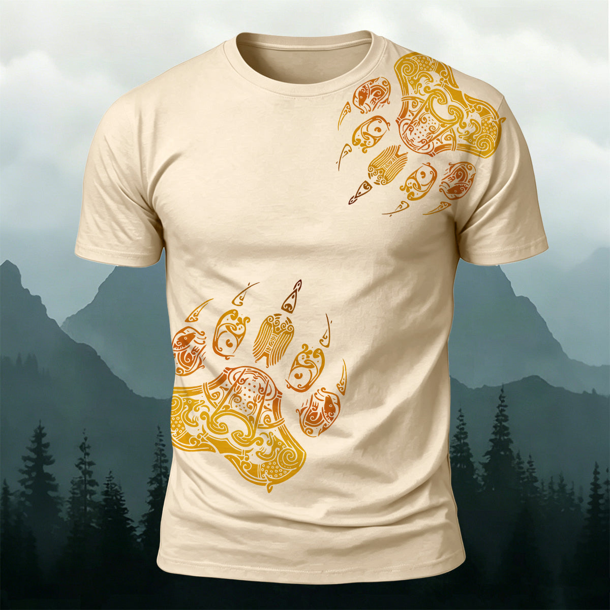 Viking Totem Claw Print Fashion Casual T-Shirt
