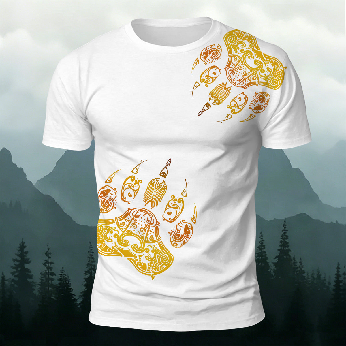 Viking Totem Claw Print Fashion Casual T-Shirt