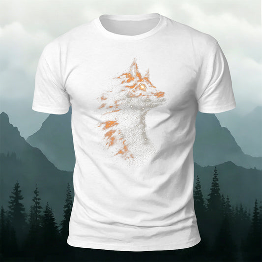 Cotton Creative Starry Particle Wolf Head Casual Tee