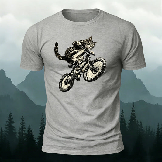 Fun Cat Cycling Casual 100% Cotton T-Shirt