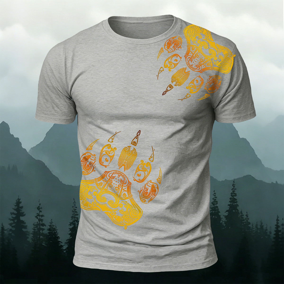 Viking Totem Claw Print Fashion Casual T-Shirt