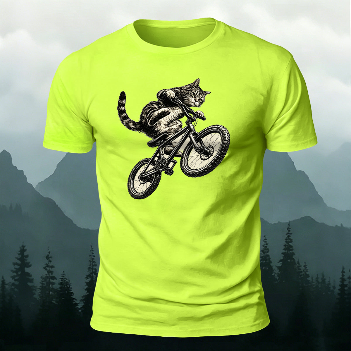 Fun Cat Cycling Casual 100% Cotton T-Shirt