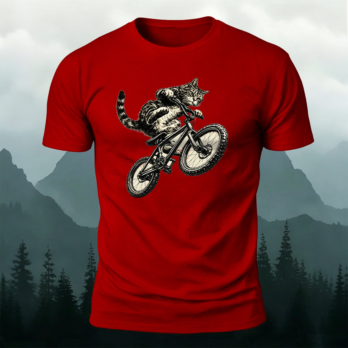 Fun Cat Cycling Casual 100% Cotton T-Shirt
