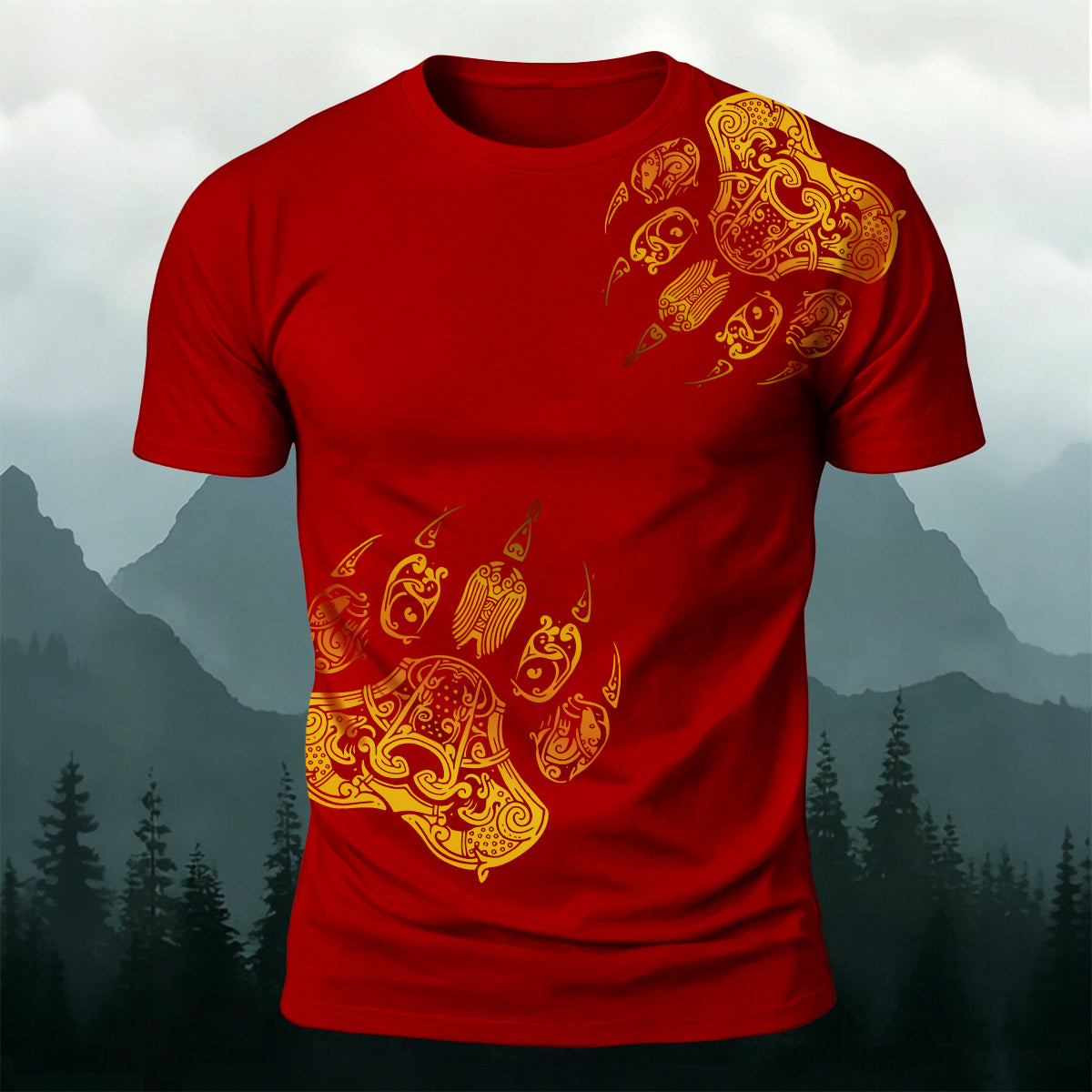 Viking Totem Claw Print Fashion Casual T-Shirt