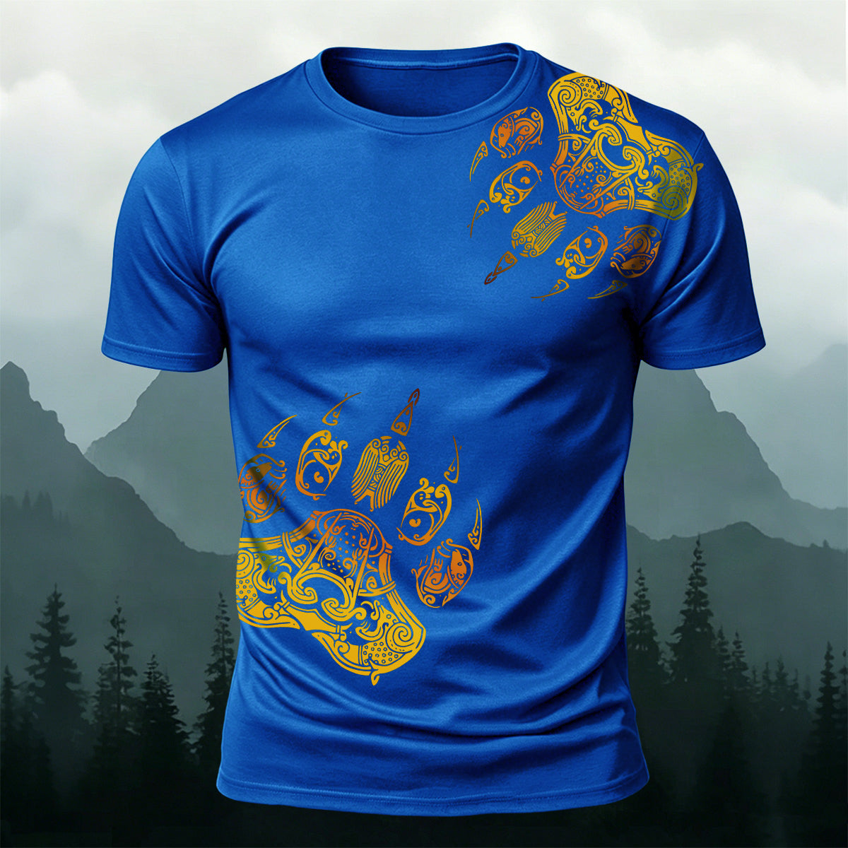 Viking Totem Claw Print Fashion Casual T-Shirt