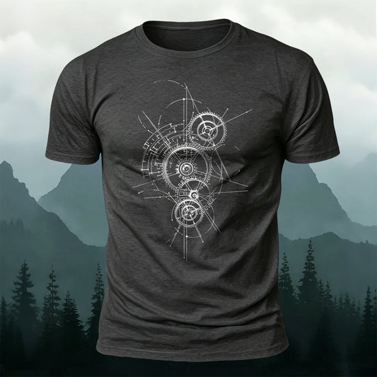 Cotton Vintage Hardcore Mechanical-Print Casual T-Shirt