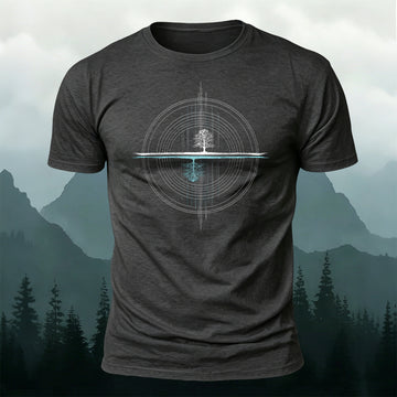 Premium Cotton Mirrored Forest Round-Print T-Shirt