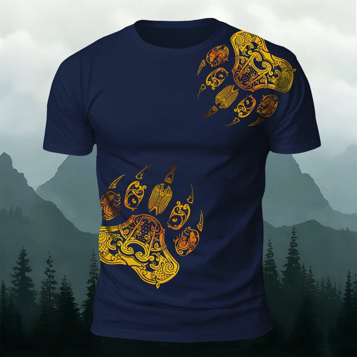 Viking Totem Claw Print Fashion Casual T-Shirt