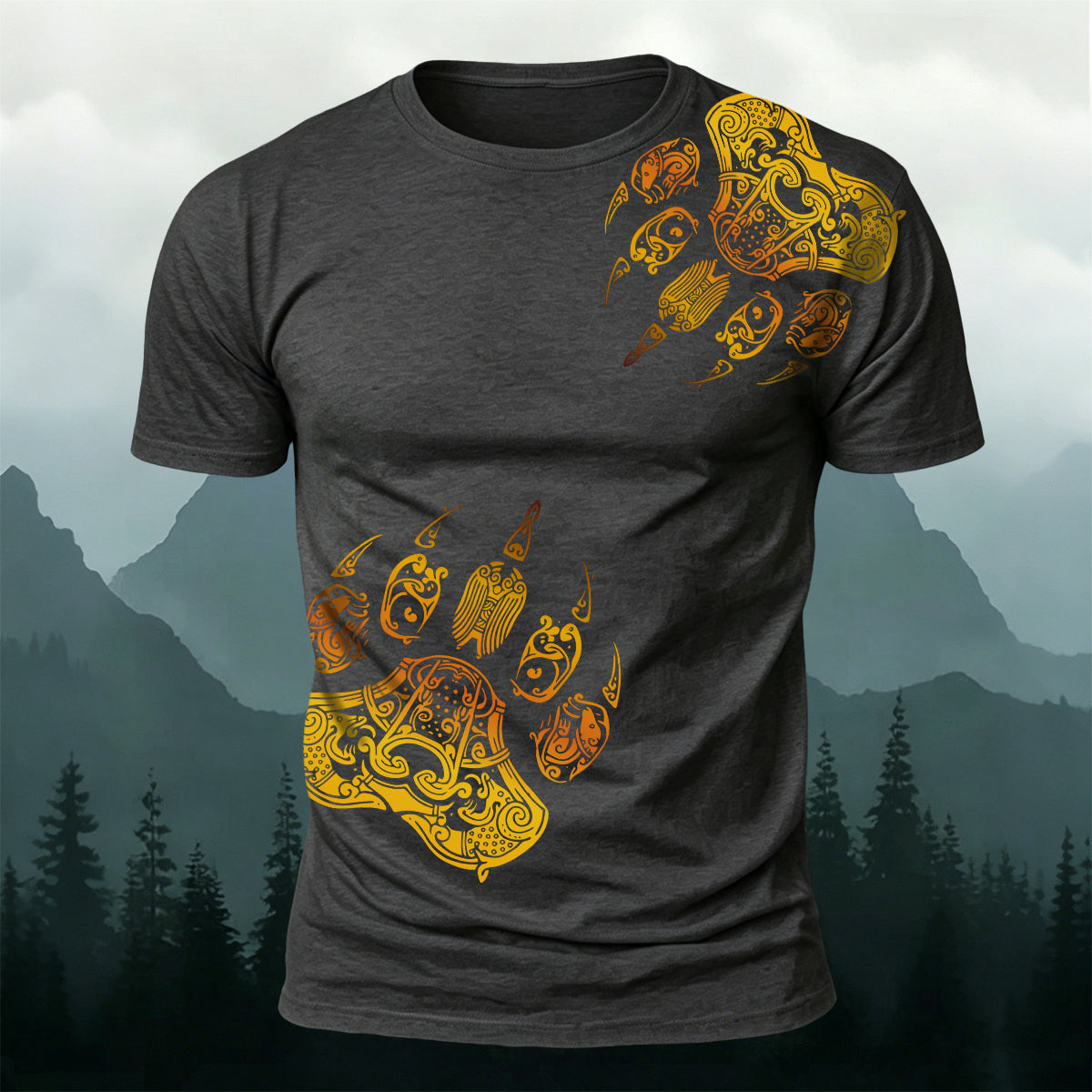 Viking Totem Claw Print Fashion Casual T-Shirt