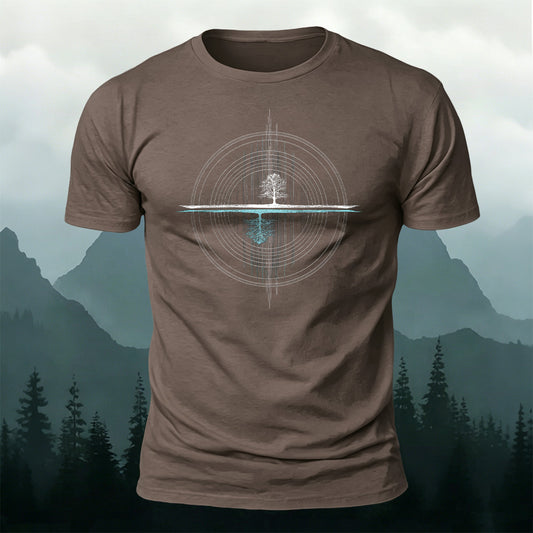 Premium Cotton Mirrored Forest Round-Print T-Shirt