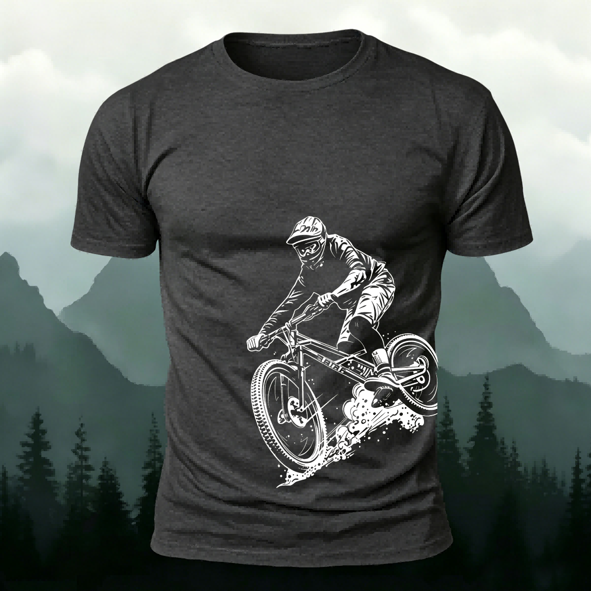 Cycling Silhouette Pattern Outdoor Style Casual T-Shirt