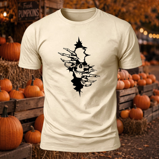 Premium Cotton Tear Open Skull Printed T-Shirt