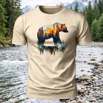 Premium Cotton Bear Forest Printed T-Shirt