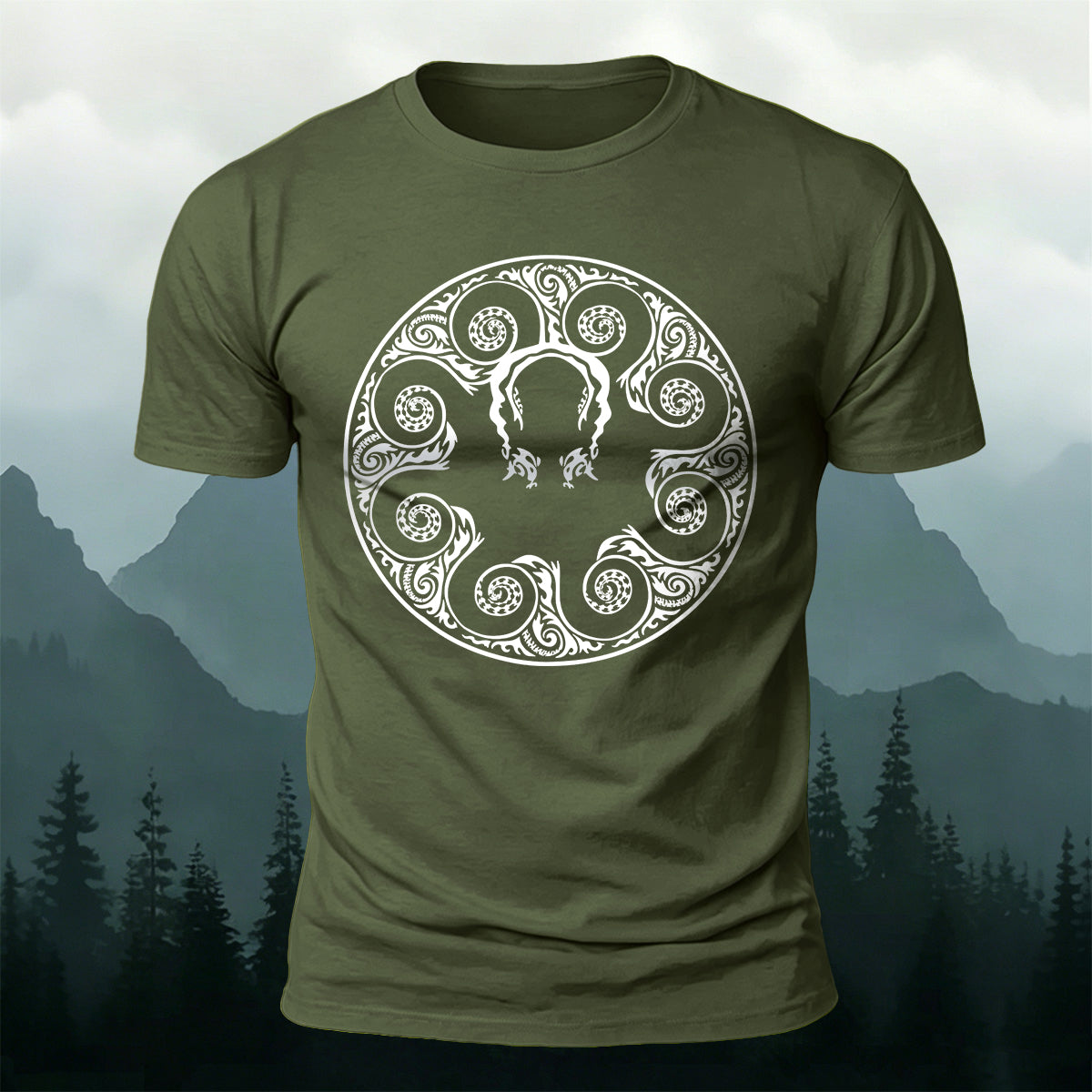 Octopus Openwork Round-Neck Printed Outdoor Cotton T-Shirt
