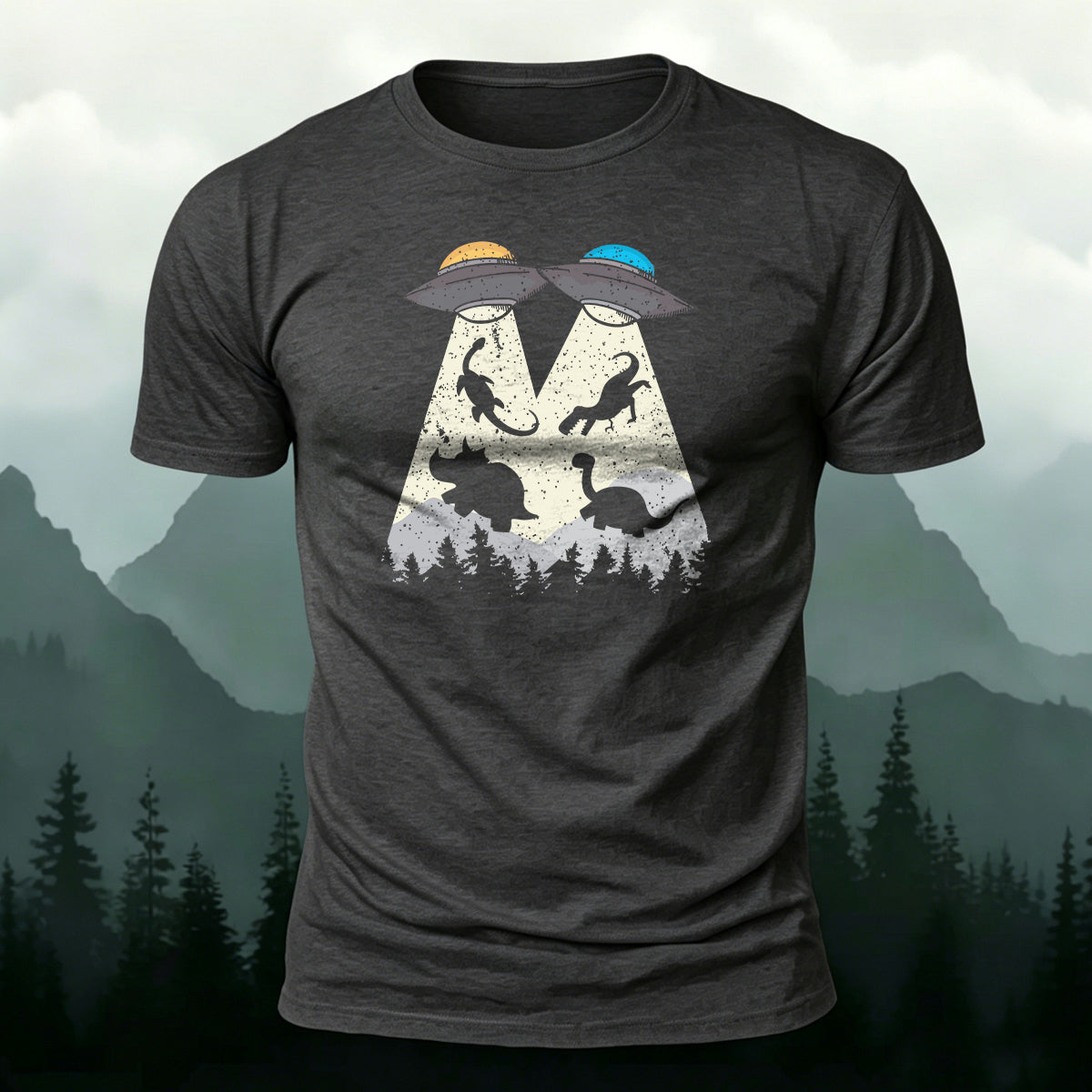 Alien Spaceship Design Casual Cotton T-Shirt