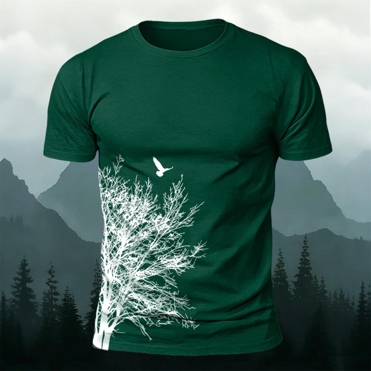 Minimalist  Tree Pattern Natural Style Casual T-Shirt