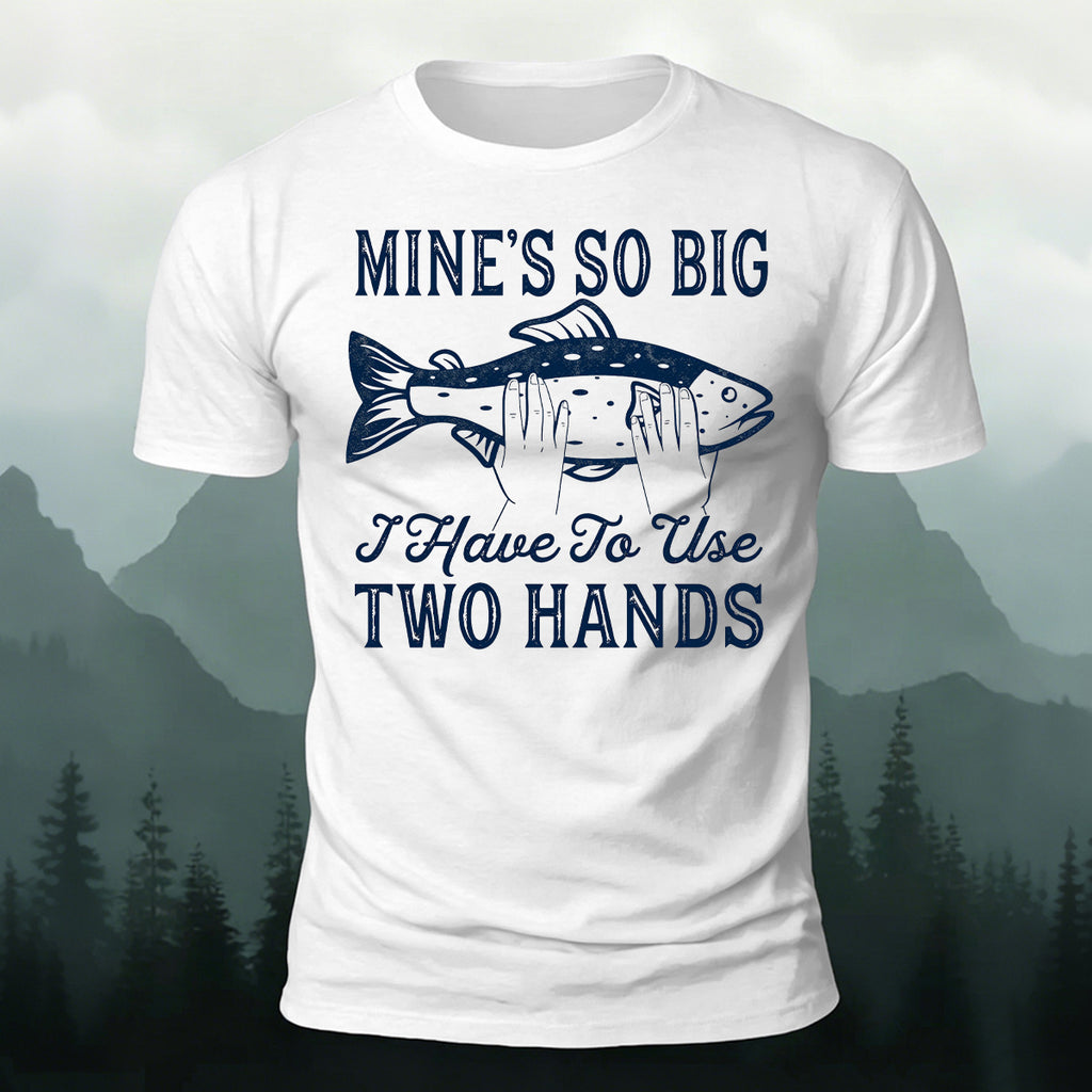 Big Fish in Hand Pattern  Daily Cotton T-shirt White