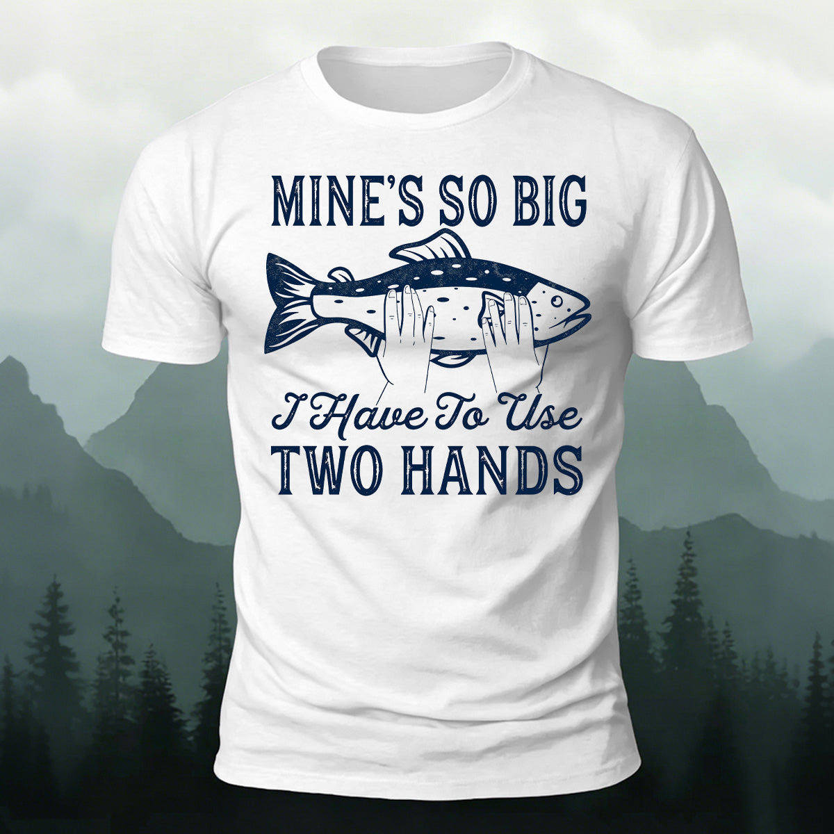 Big Fish in Hand Pattern  Daily Cotton T-shirt White