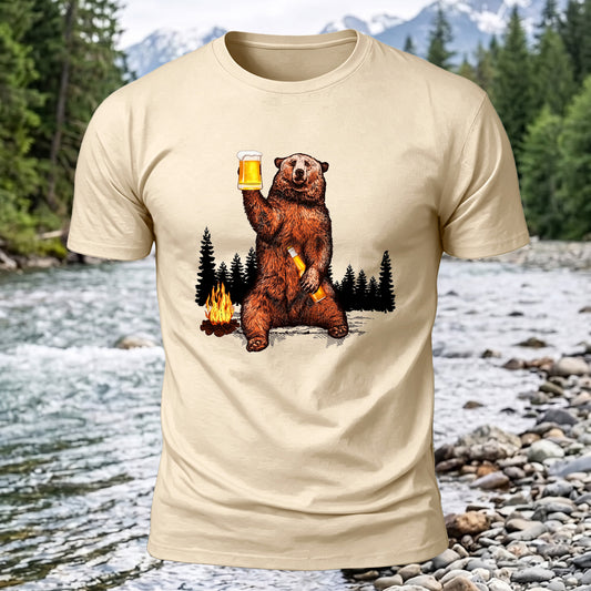 Beer Bear Printed Short Sleeve T-Shirt