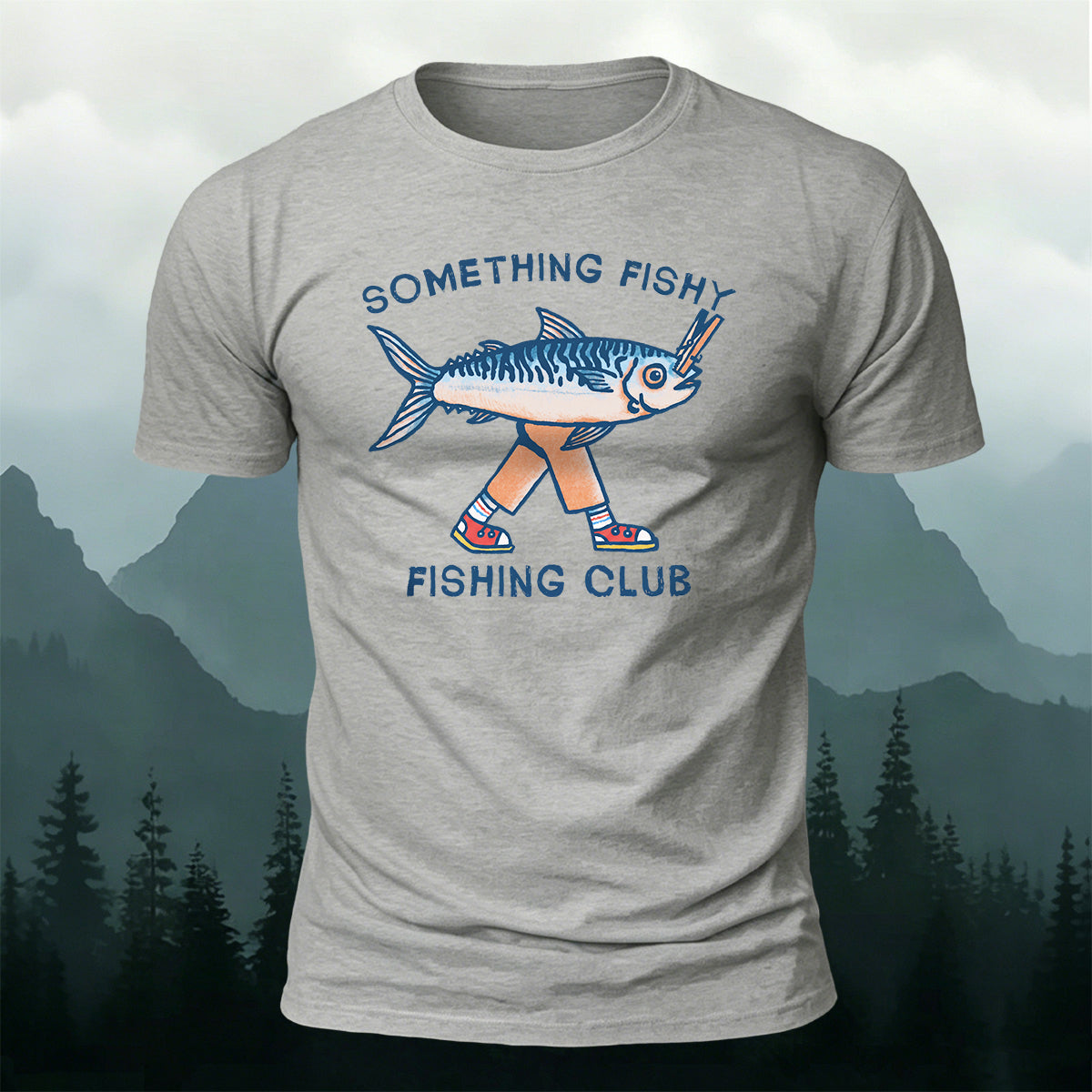 Fishing Club Printed Casual Versatile Cotton T-Shirt