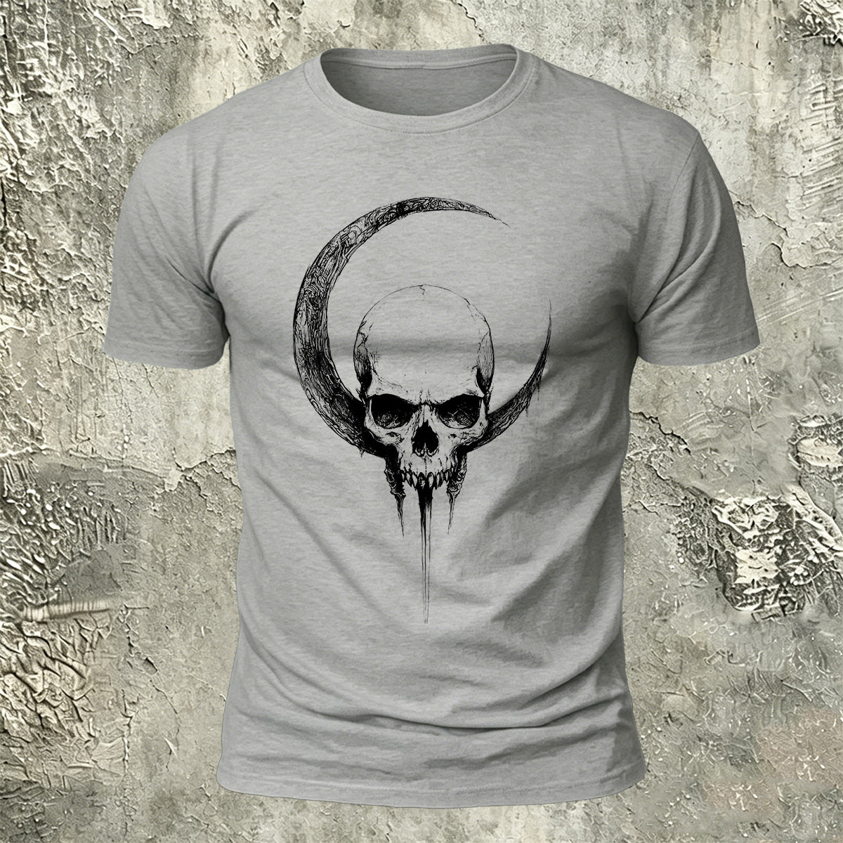 Moon Skull Print Casual 100% Cotton T-Shirt