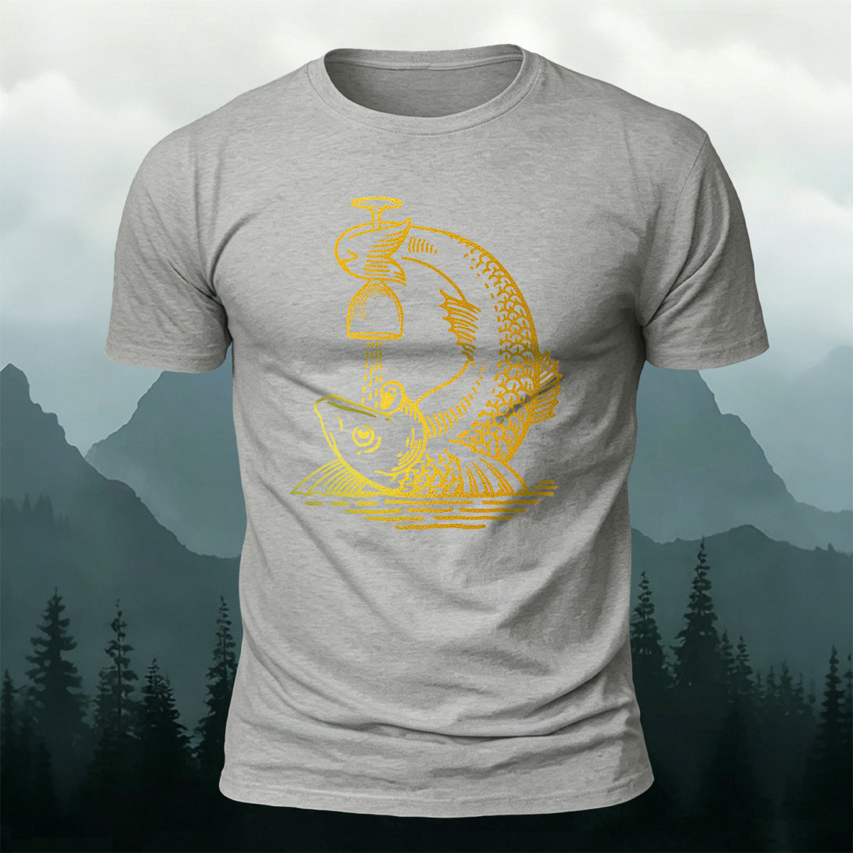 Fish Drunk Printed Casual Cotton Versatile T-Shirt