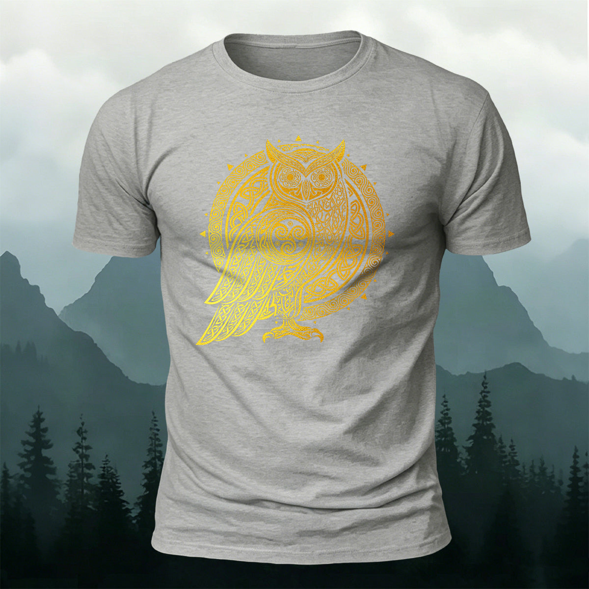 Owl Silhouette Mythical Print Casual Cotton T-Shirt