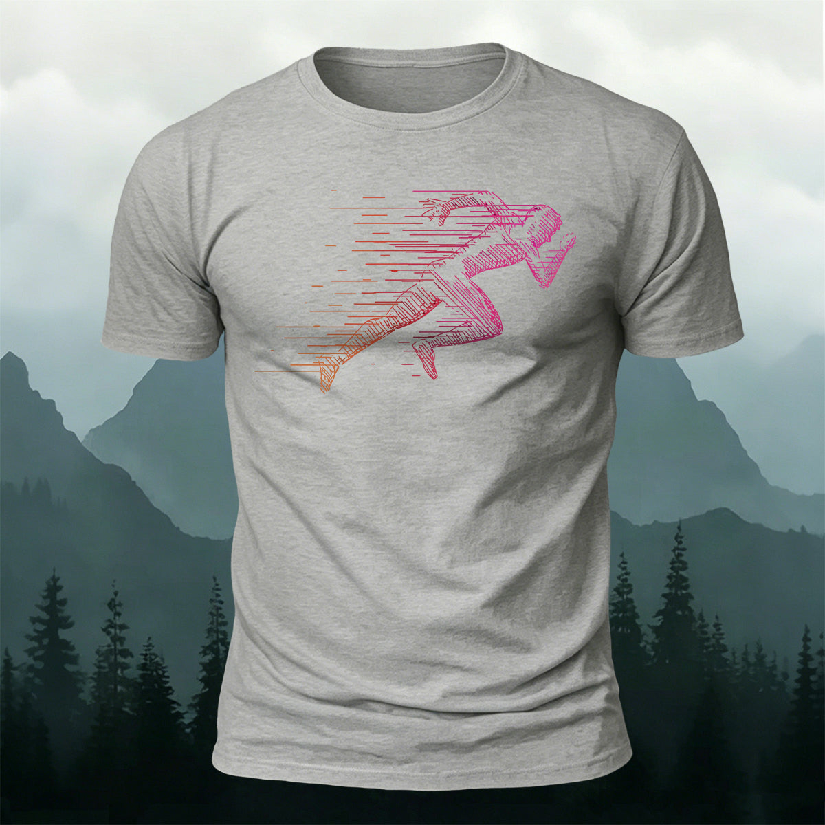 Simple Rapid Running Print Casual Breathable T-Shirt