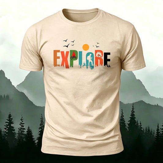 Premium Cotton Explore Print Casual T‑Shirt