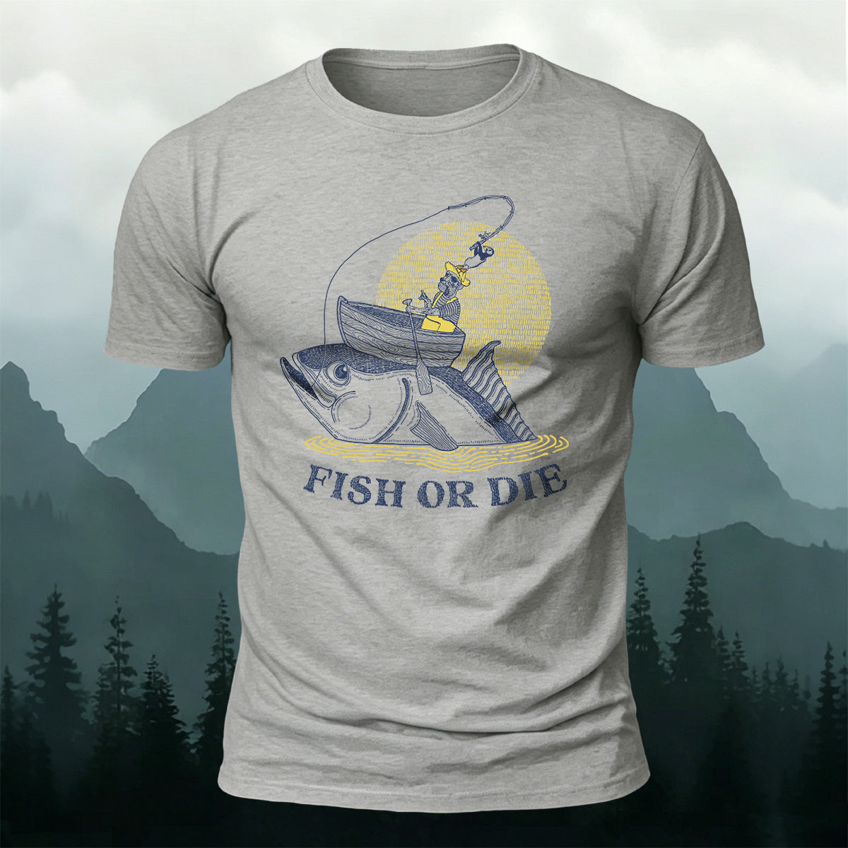 Fish Or Die Printed Casual Cotton T-Shirt