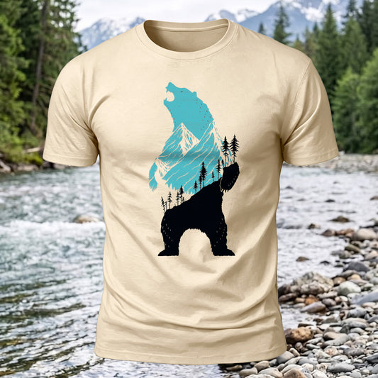 Colorblock Bear Printed Short Sleeve T-Shirt