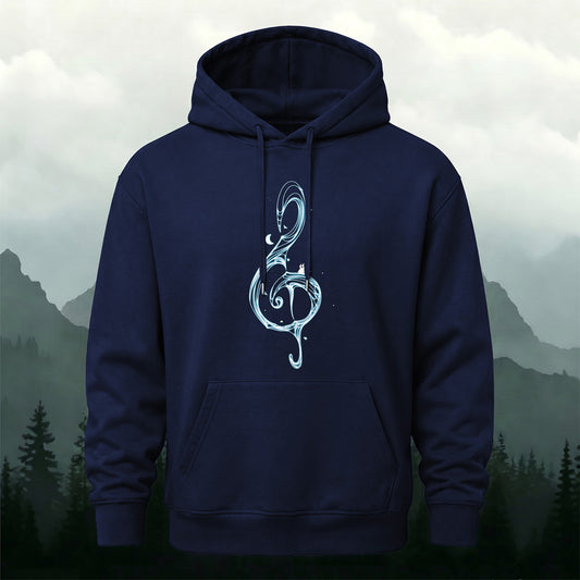 Cotton-Blend Music Note Print Versatile Hoodie