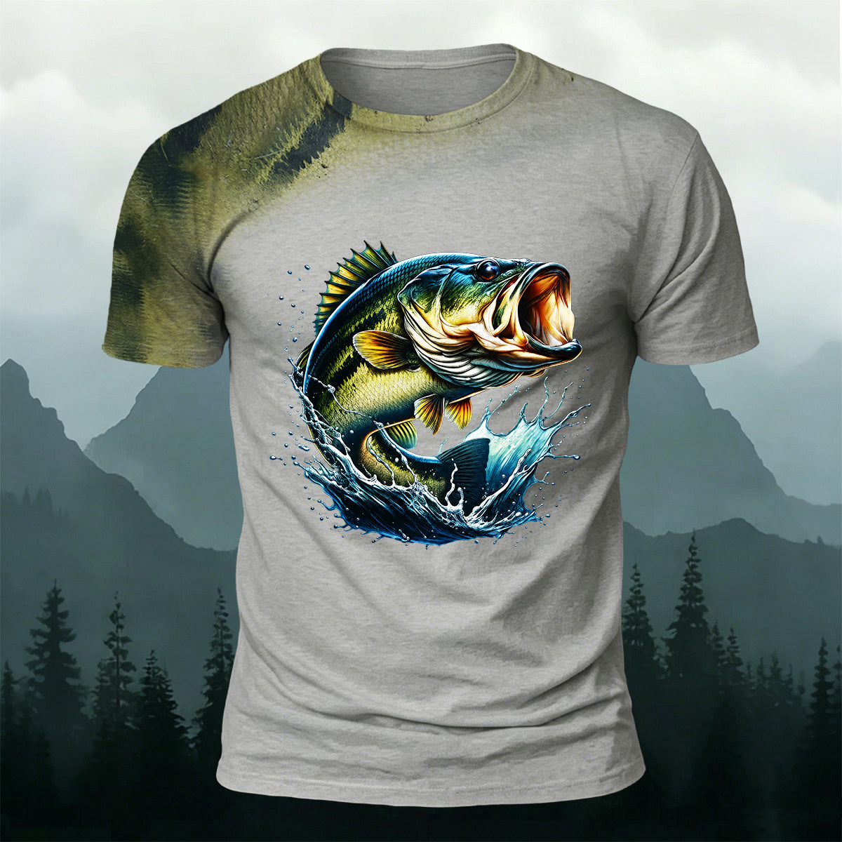 Deep-Sea Fish Print Casual Cotton T-Shirt