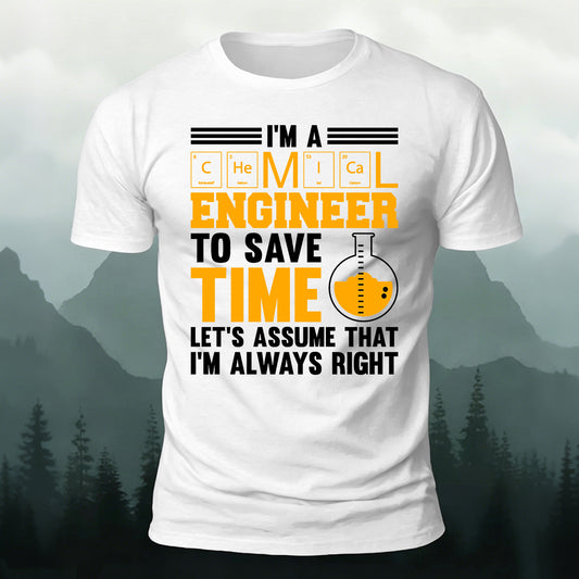 Soft Cotton Funny Chemical Engineer Print Casual T‑Shirt
