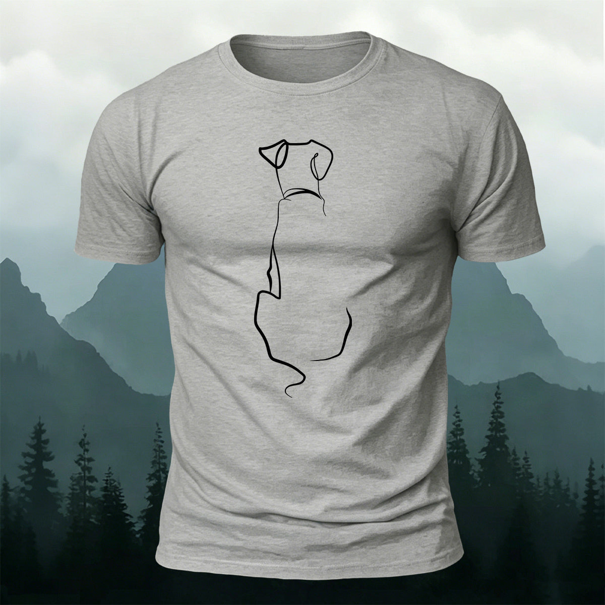 Cotton a Line-Art Puppy Print Casual T-Shirt