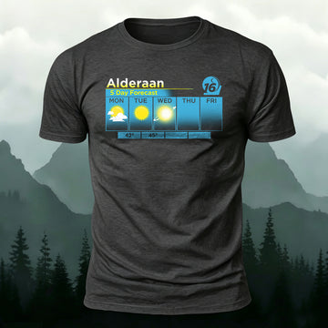 Combed Cotton Weather Forecast Print Crew Neck T-Shirt
