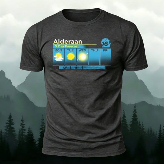 Combed Cotton Weather Forecast Print Crew Neck T-Shirt