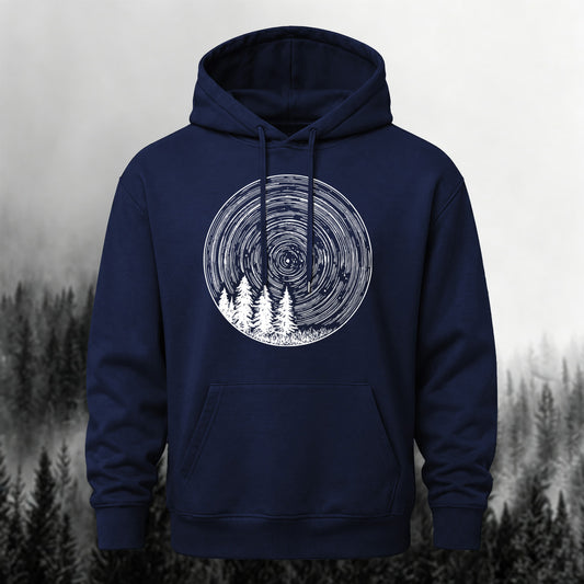 Cotton-Blend Art Forest Round-Print Versatile Hoodie