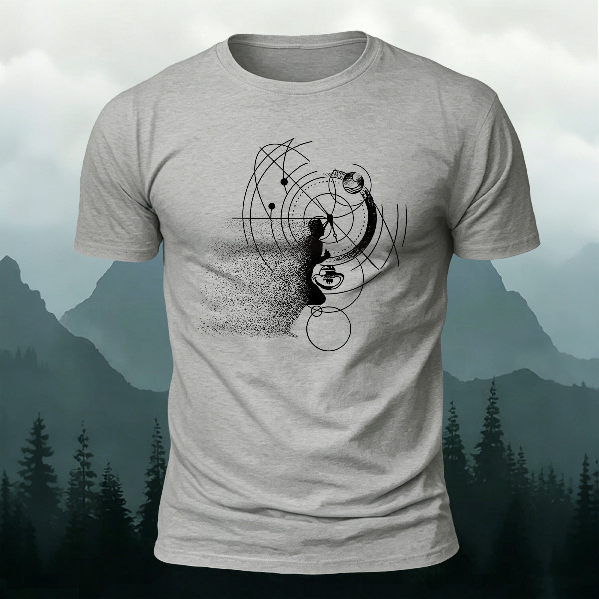 Running Line Print Outdoor 100% Cotton T-Shirt