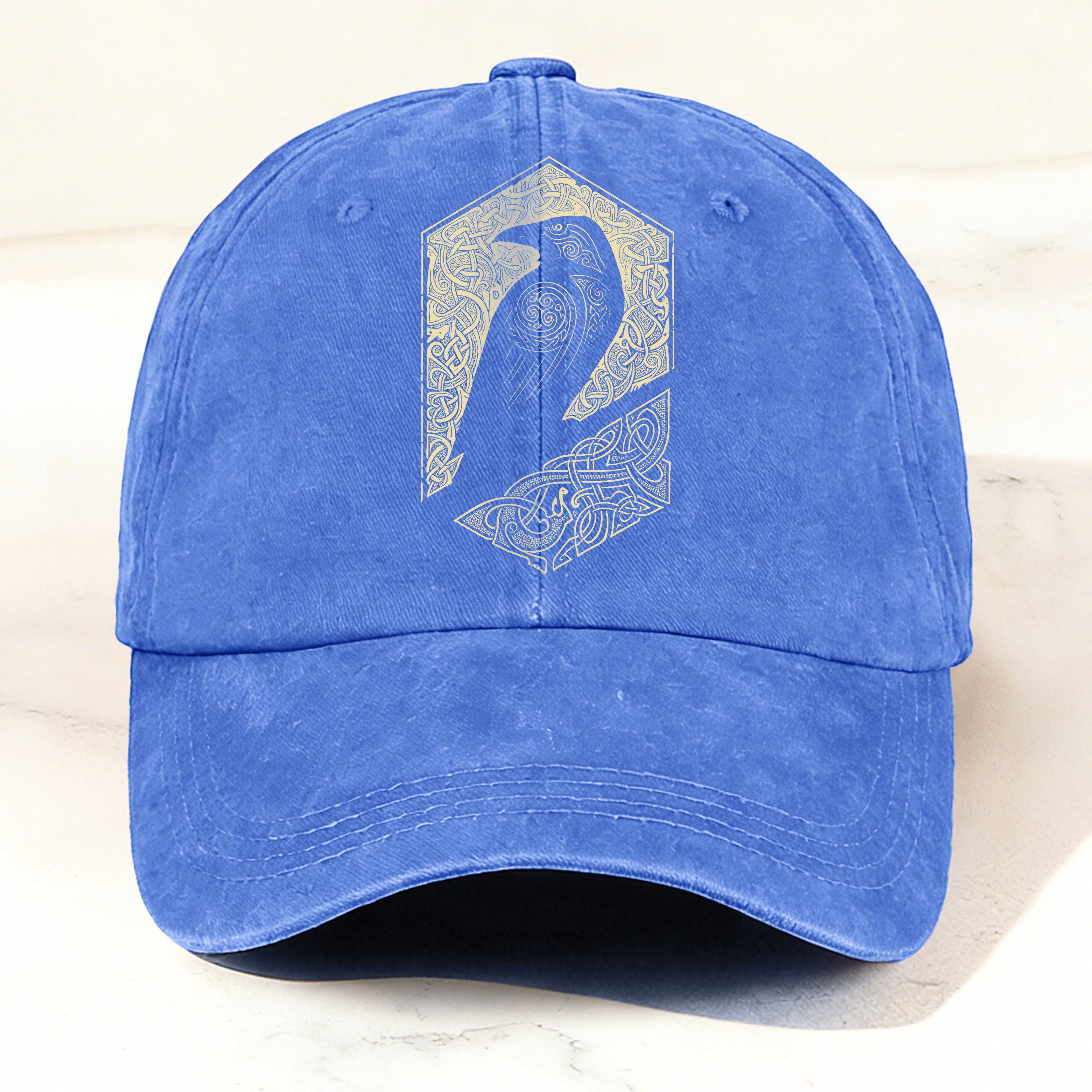 Bird Totem Print Washed Baseball Cap