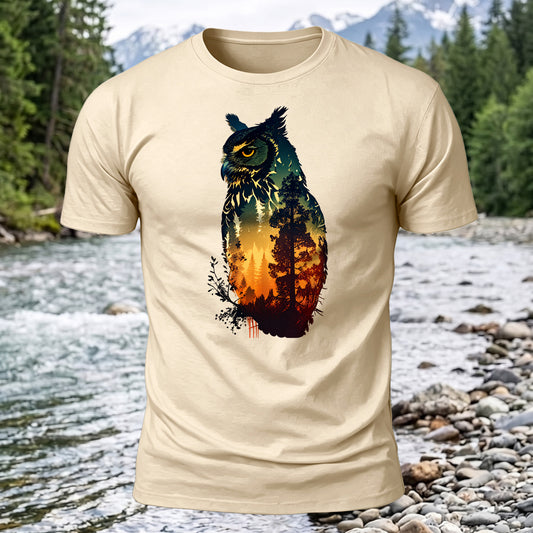 Owl Forest Printed Short Sleeve T-Shirt