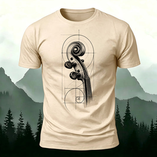 Premium Cotton  Golden Ratio Instrument Print Casual T‑Shirt
