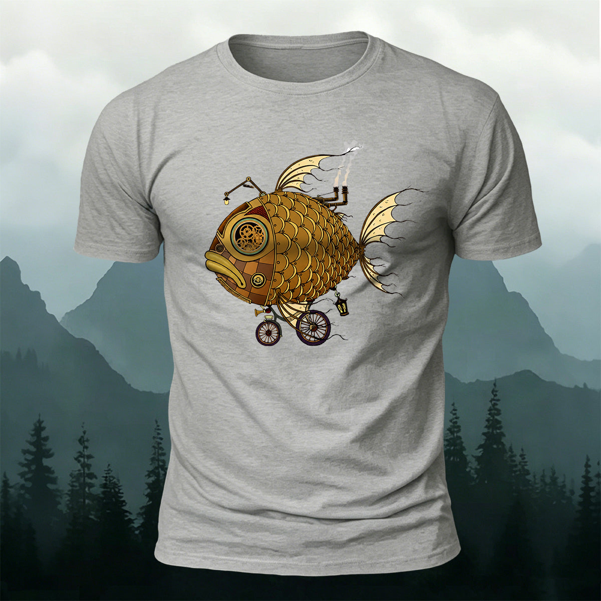 Clownfish Submarine Print Casual Cotton T-Shirt