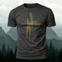 Premium Cotton Abstract Gold Cross Line Art Printed T-Shirt