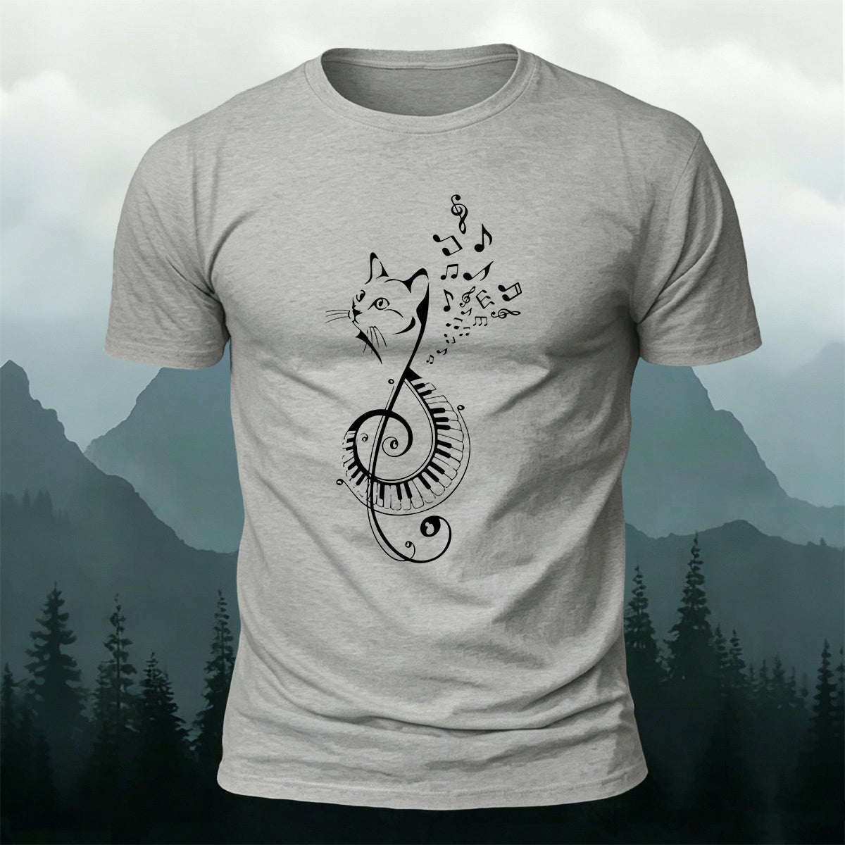 Cotton Cute Cat Music Note Versatile T-Shirt