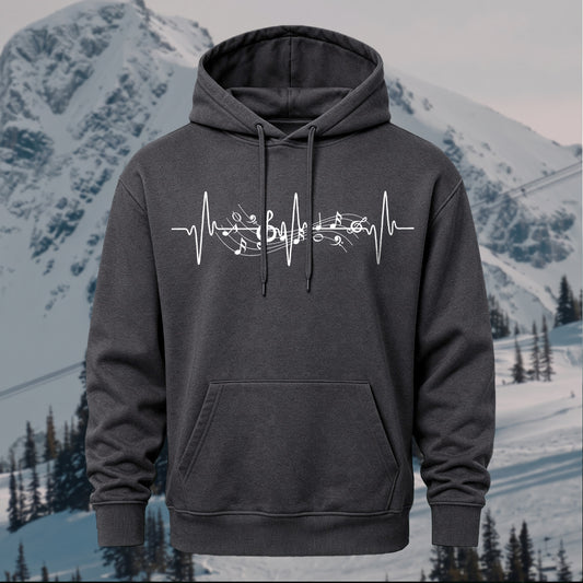 Music Note Printed Casual Hoodie Sweatshirt