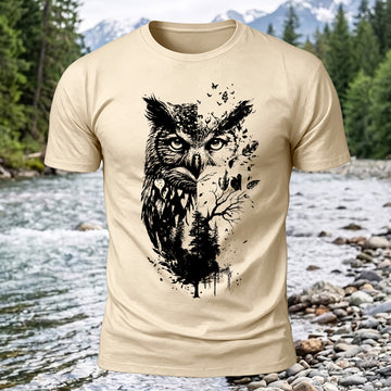 DTG Owl Woods Printed Short Sleeve T-Shirt
