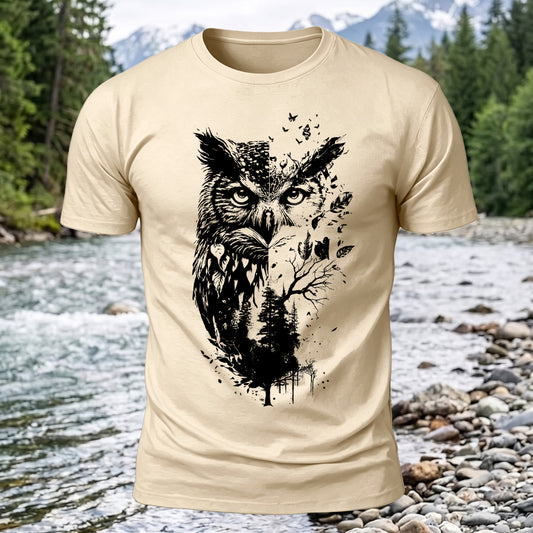 DTG Owl Woods Printed Short Sleeve T-Shirt
